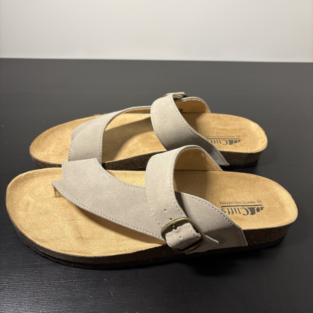 White Mountain Carly Womens Slip On Cushioned Slide Sandals white Size 11M NIB
